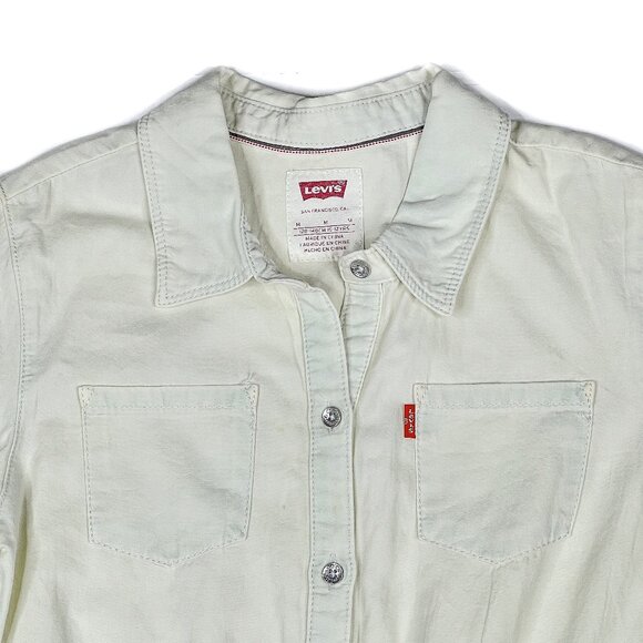 Levi's Girls' Off-White Cotton Button-Down Shirt Dress Pocket Sz M 10-12 - NWOT - Picture 2 of 12